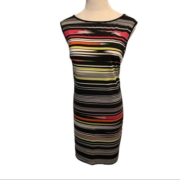 New! Trina Turk Striped Tank Dress Sz L - Picture 1 of 5